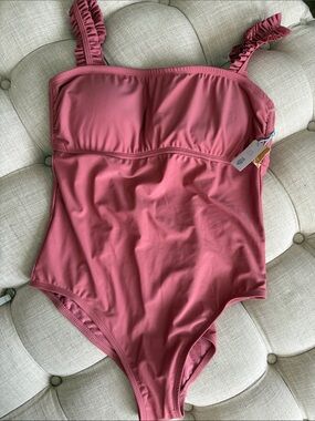 Kona Sol Ruffle Strap One-Piece Swimsuit - Dusty Rose